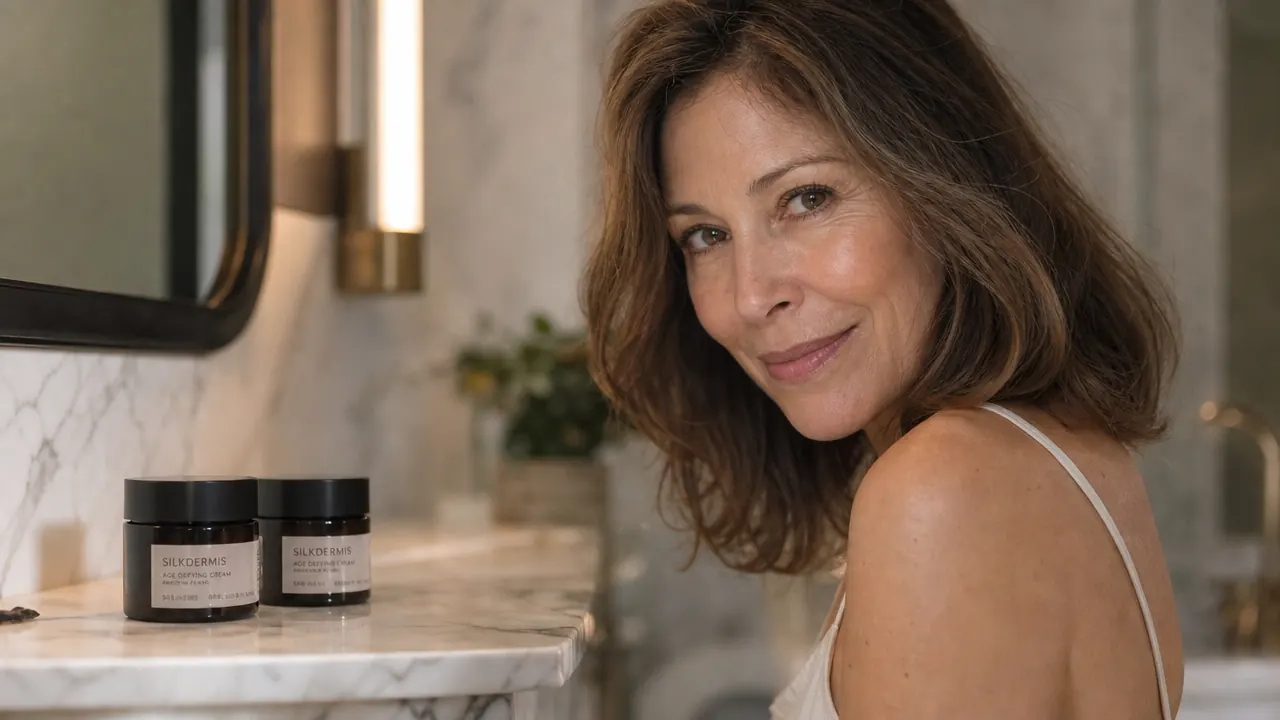 Two drugstore night cream jars on a bathroom shelf under soft vanity lighting