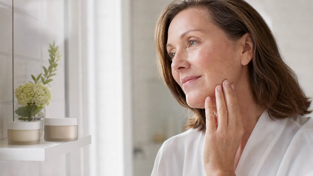 Two drugstore moisturizers side by side on a bathroom shelf with soft morning light
